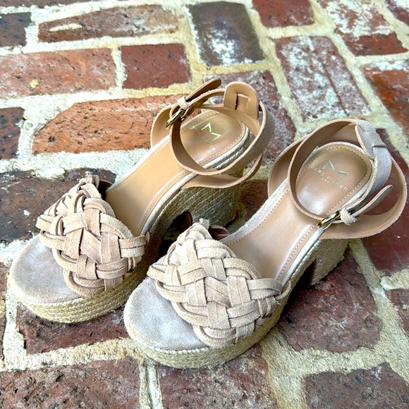 Marc Fisher ODILIA ESPADRILLE PLATFORM SANDAL Size7 M Natural Suede EUC - Picture 2 of 16